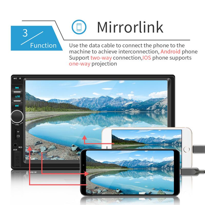 7 inch 2 DIN Head Unit Car Stereo Bluetooth MP5 Player Touch Screen BT Radio FM USBAUX