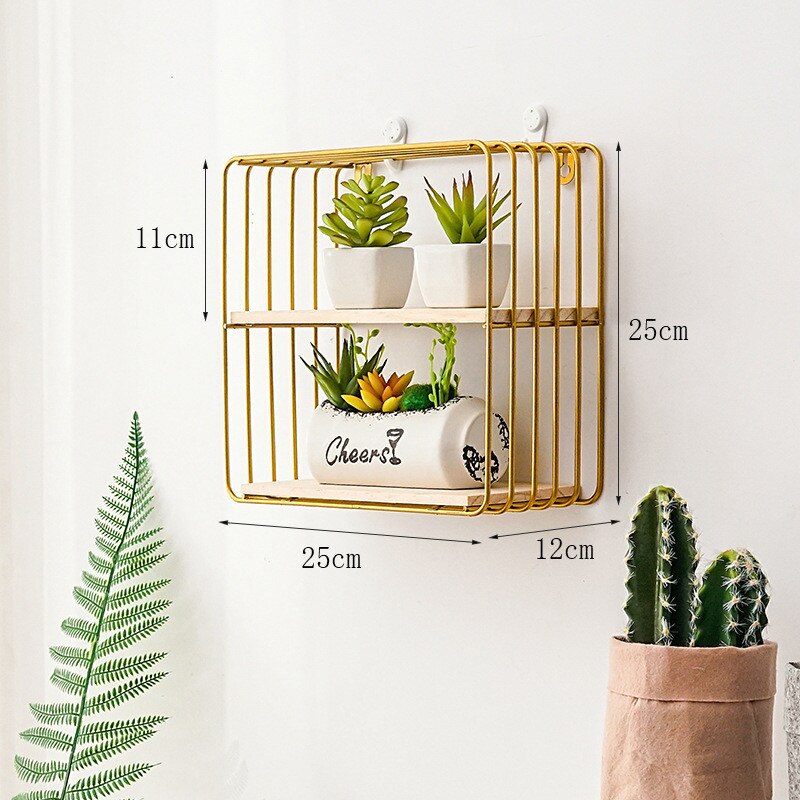 Best Wooden Gold Storage Racks Hanging Decor Storage Box Flower Pot House Storage Rack Wall Book Figurines Display Craft Shelves: E