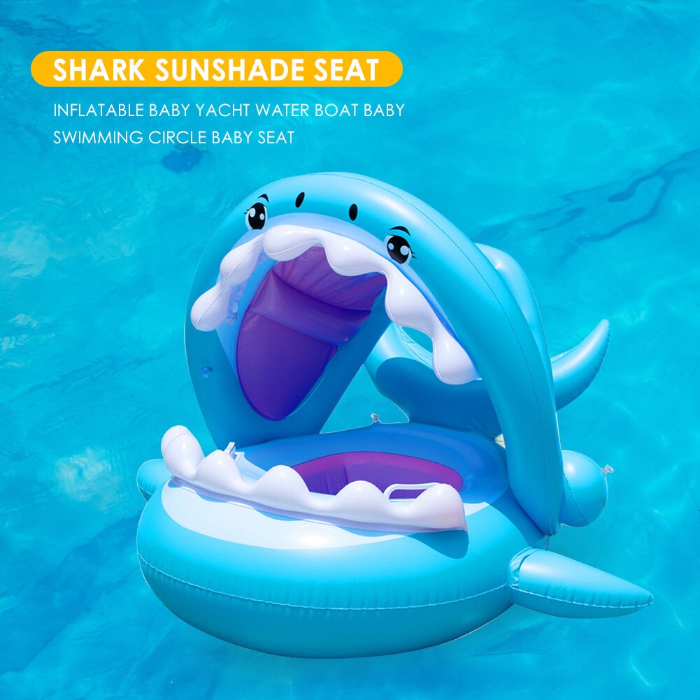 Kids Inflatable Shark Seat Toy Swimming Ring Pool Floating Row Water Bed Float Summer Cool Party Water Playing Sports Toys