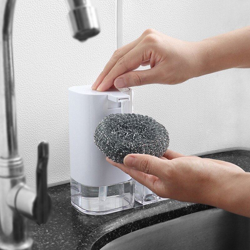 Plastic Kitchen Sink Countertop Liquid Hand Soap Dispenser Pump Bottle Caddy with Storage Compartment - Holds and Stores