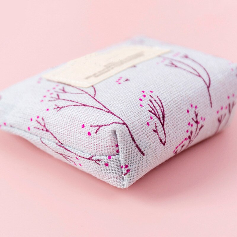 Coin Purse Canvas Wallet Key Card USB Cable Bag Mini Cute Floral Printing Simplicity Coin Holder Girls Women Durable Coin Wallet