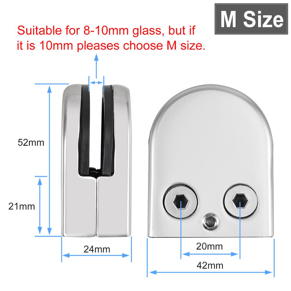 PROSTER 8Pcs 304 Stainless Steel Glass Clamp Clip Bracket Hardware Kit For Handrail Balustrades 8-12mm Glass Corner Holder Clamp