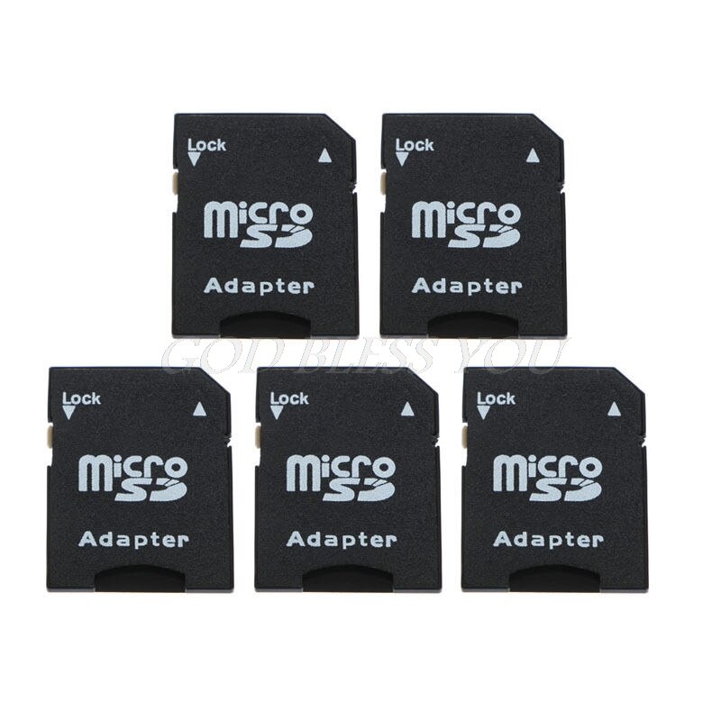 5Pcs Micro SD TransFlash TF To SD SDHC Memory Card Adapter Converter Black