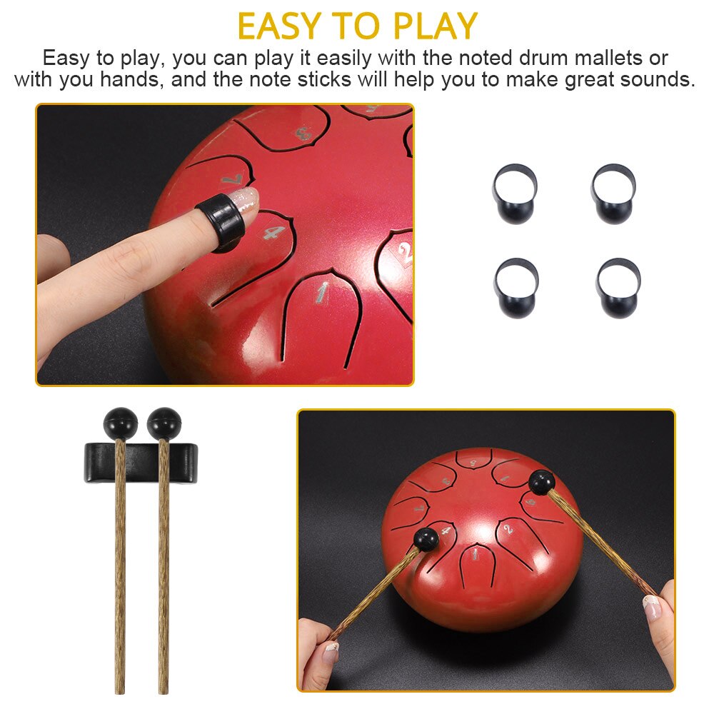 6 Inch Steel Tongue Drum 8 Tune Hand Pan Drum bateria eletronica Tank Hang Drum With Drumsticks Carry Bag Percussion Instruments