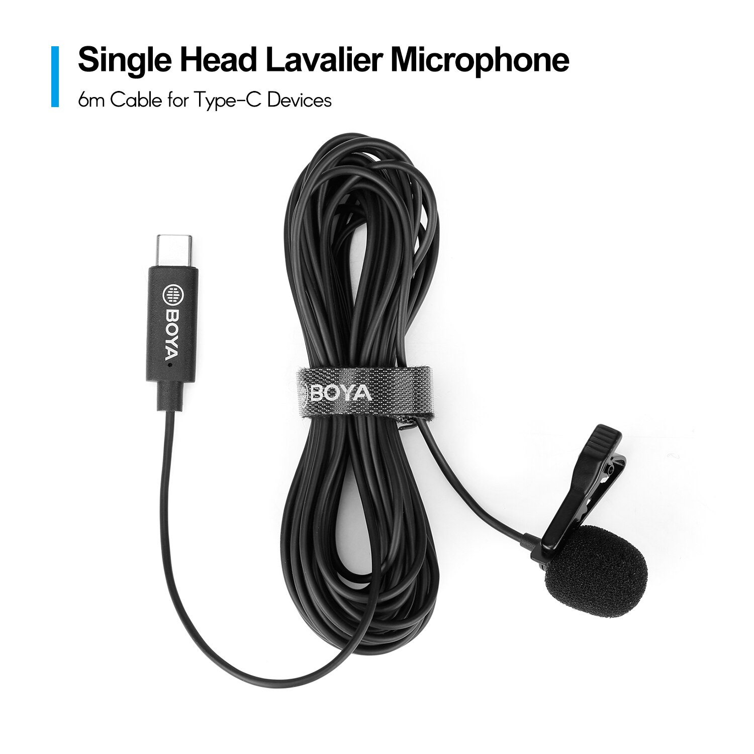 Boya BY-M3 Lavalier Revers Microfoon Mini Mic Omnidirectionele Enkele Kop 6 Meter Kabel Compatibel Met Usb Type-C Interface