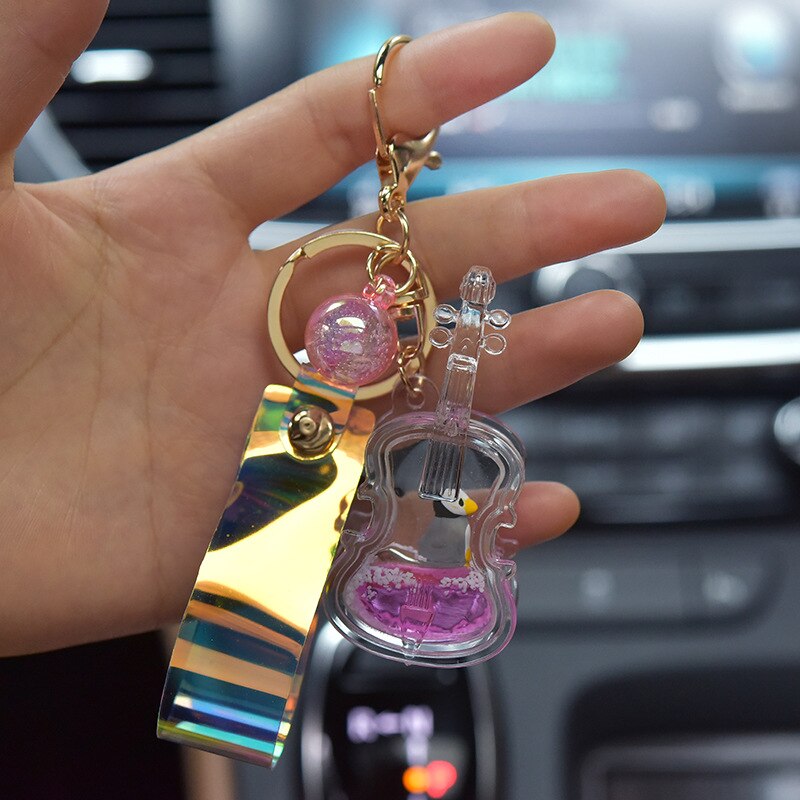 Akrylowy olej skrzypce brelok oceany lalka ruchome piaski gitara wisiorek brelok robić kluczyków robić samochodu prezent hurtownia: różowy
