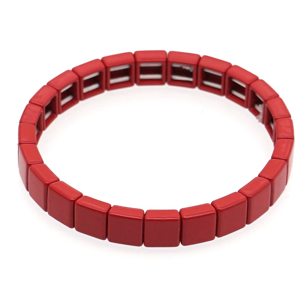 Shinus Enamel Bracelet Bangle Women Tile Beads Heart Bracelets Femme Jewellery Pulseras Mujer Jewelry Red Bijoux: RO-B190163B