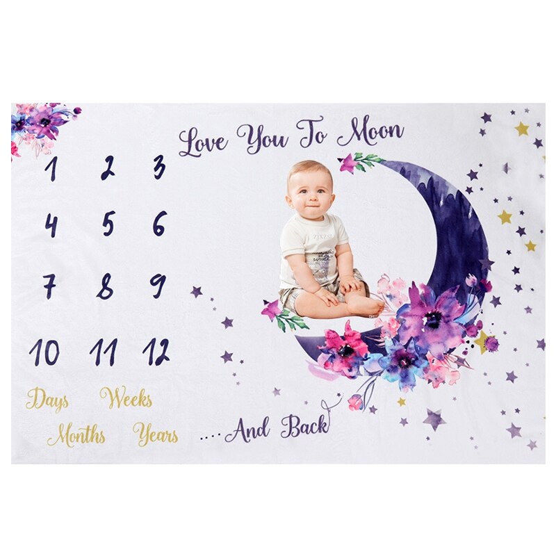 Meilenstein Decke für Baby Mädchen Entzückende Blumen- Mond Baby Monatliche Decke Mädchen Neugeborenen Baby Mädchen Decke 40X60in: Ursprünglich Titel