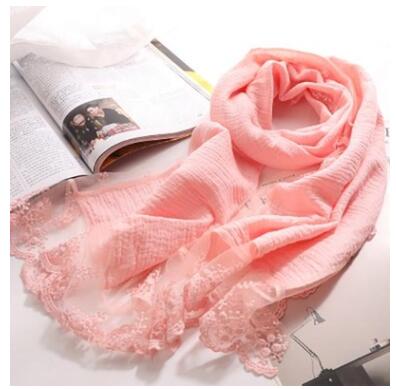 ¡Novedad de primavera y otoño de ! Bufandas coreanas de algodón de dulce princesa, bufanda fina de encaje para niñas de invierno: Pink