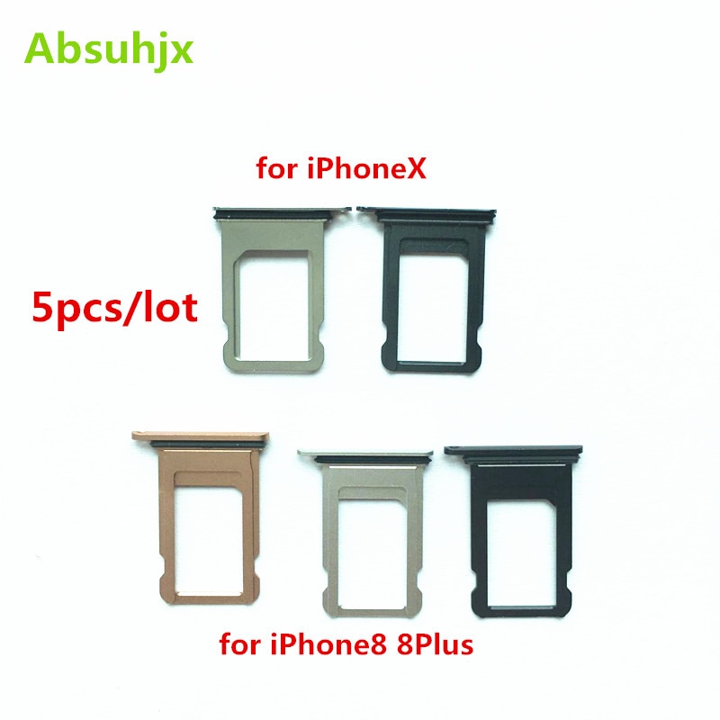 Absuhjx 5pcs SIM Card Tray voor iPhone X 8 7 Plus Sim-kaart Houder Slot Reader Adapter Vervangende Onderdelen