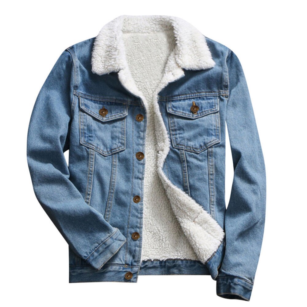 Femmes veste en jean avec fourrure femmes automne hiver veste en jean bouleversé veste Vintage à manches longues en vrac jean manteau Outwear # L25: Blue / M