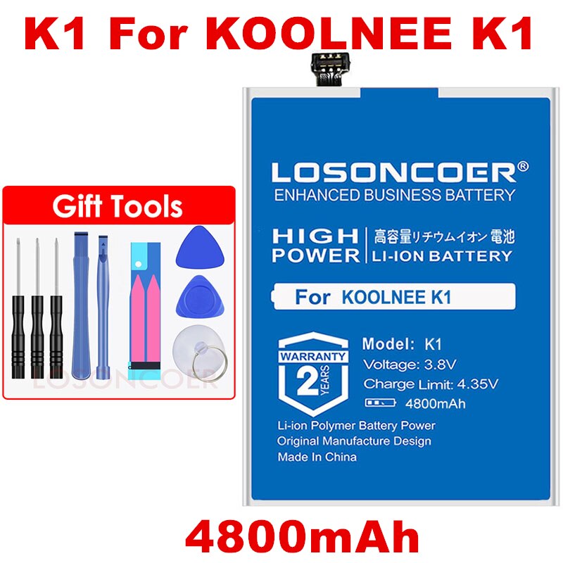 Losoncoer 4800 Mah K1 Mobiele Telefoon Batterijen Voor Koolnee K1/K1 Trio K1Trio Batterij + Gratis Tools