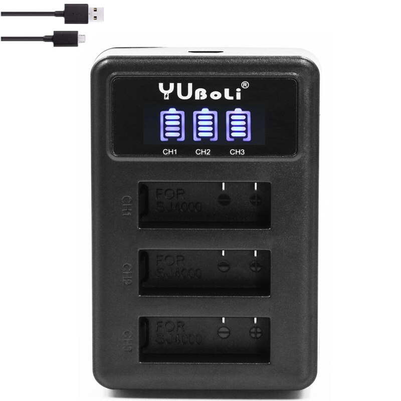 original SJCAM sj4000 battery sj5000 sj6000 battery + USB 3lots battery charger for SJCAM sj 4000 5000 6000 SJ M10 camera