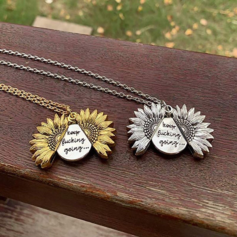 Rose Gold Silver Color Long Chain Sun Flower Female Pendant Necklace Jewelry You Are My Sunshine Sunflower Necklaces For Women