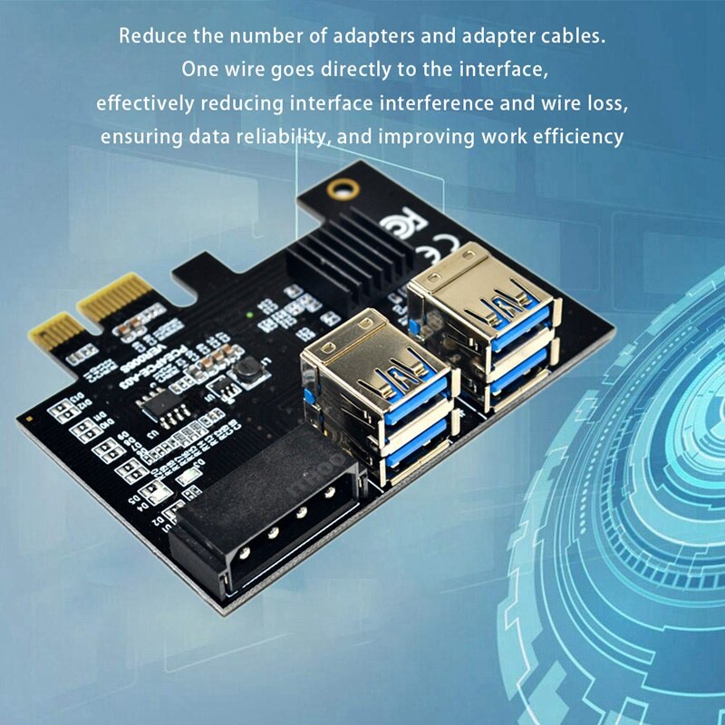 PCI-E 1 to 4 Expansion Card PCI-E 1X to 16X 4 Port Dual Layer USB3.0 Graphics Adapter Expansion Card for BTC Mining