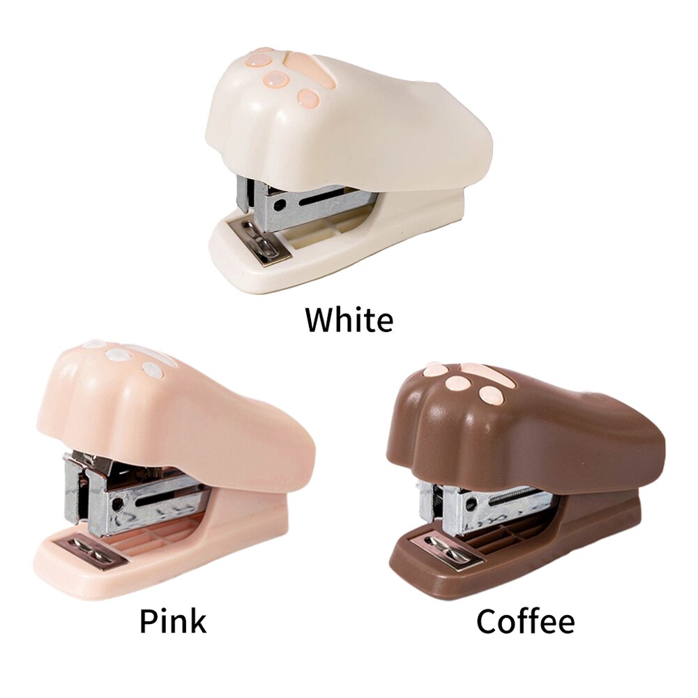 Office Paper Binder School Book Sewer Bookbinding Machine Binding Tool Cat Paw Shape Portable With 1000pcs Staples Mini Stapler