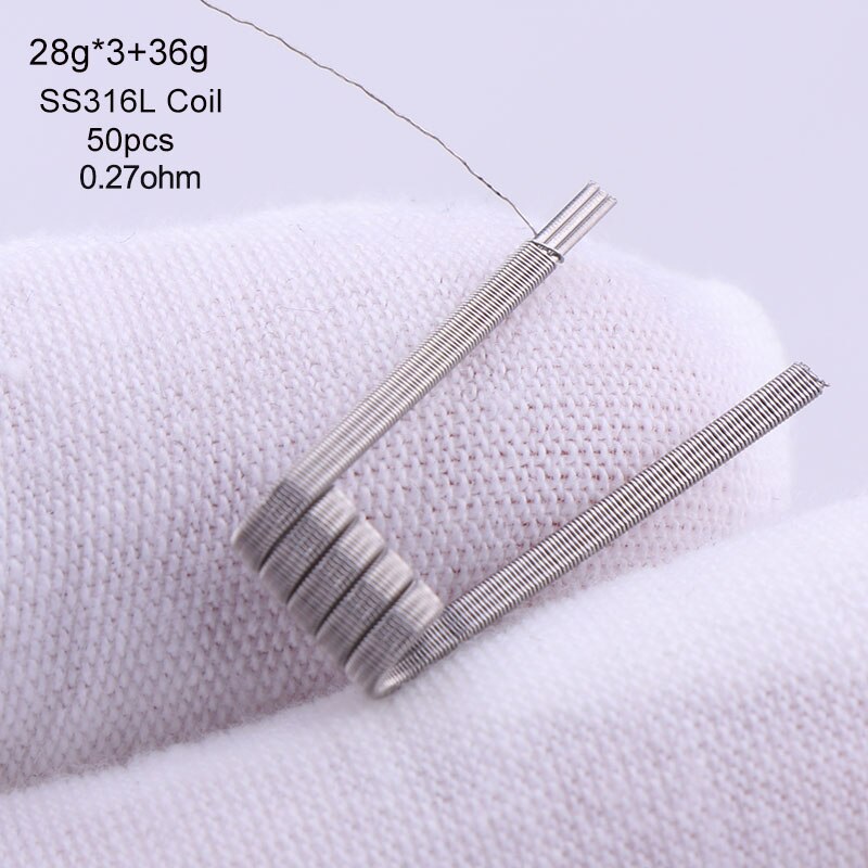 50/100 pcs High Density Pre-built NI80 A1 SS316 Premade Frameclapton Coil DIY Coil Heating alien clapton Coil Wire for rda: 3 28 50pcs 316