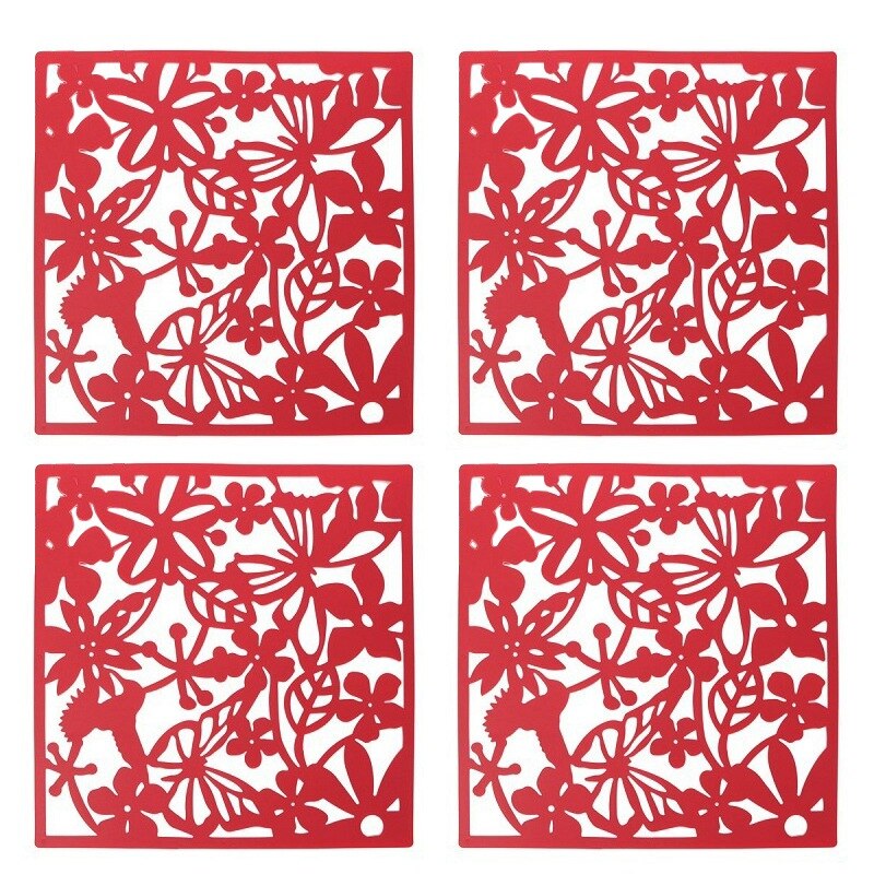 ! 8 pièces papillon oiseau fleur suspendus écran cloison diviseur panneau chambre rideau décor à la maison, 4 pièces rouge et 4 pièces