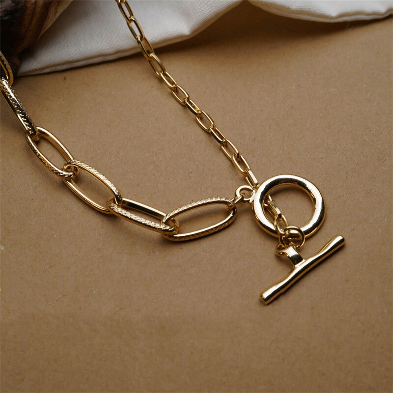 Peri'sBox Gold Gemischt PaperClip Kette Halsketten Umschalten Verschluss Kreis Halsketten für Frauen Bar Halskette minimalistisch Heißer Schmuck