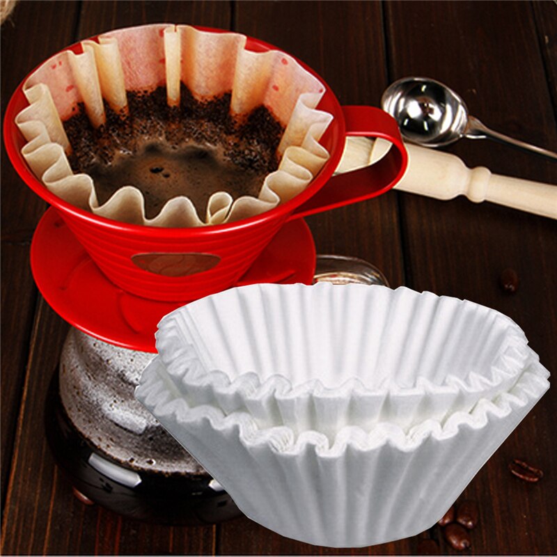 50pcs/Set White Coffee Filters Single Serving Paper for Coffee Machine 24CM White Filter Paper Cake Cup Coffee Filter Paper Bowl