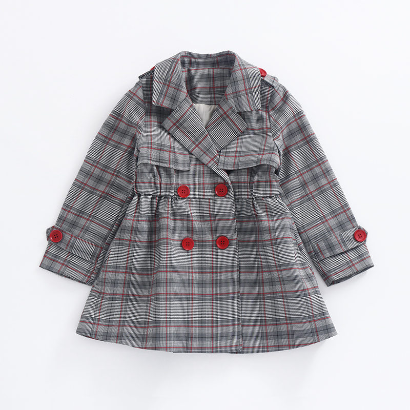 Kids Girl Overcoat Plaid Double-breasted Coat for Girls Teens Autumn Jacket Long Outerwear Children Windproof 4-13 Years: 5