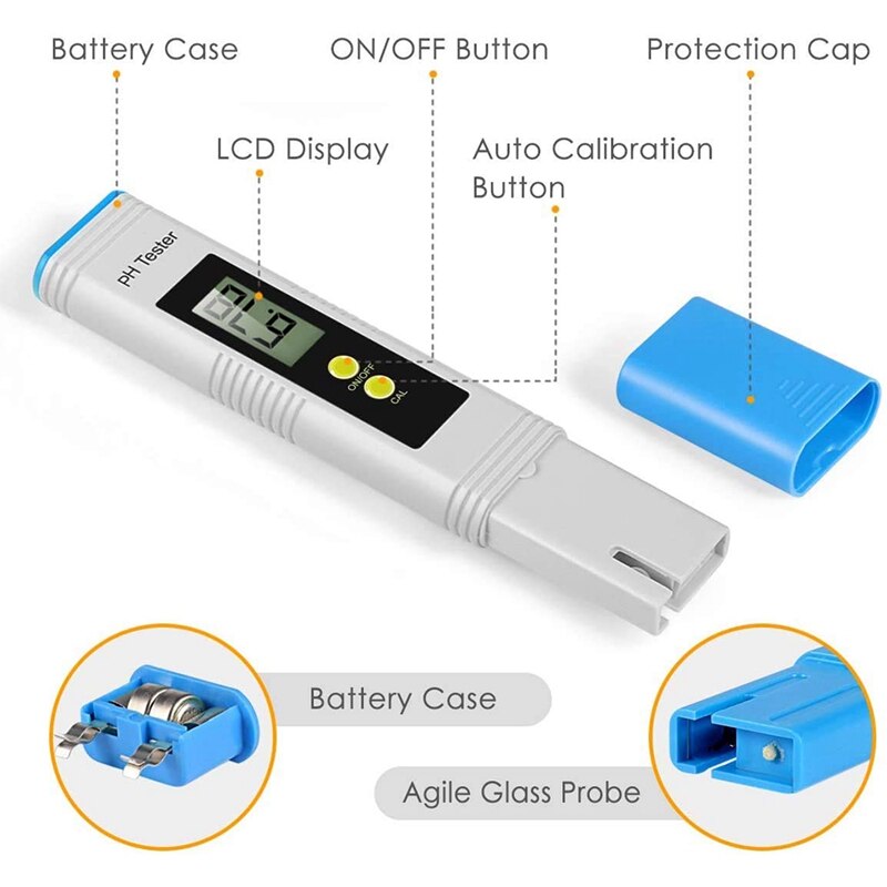 PH Meter, PH Meter With Backlight LCD Screen, PH Meter With ATC Measurement Range For Water Tester For Household