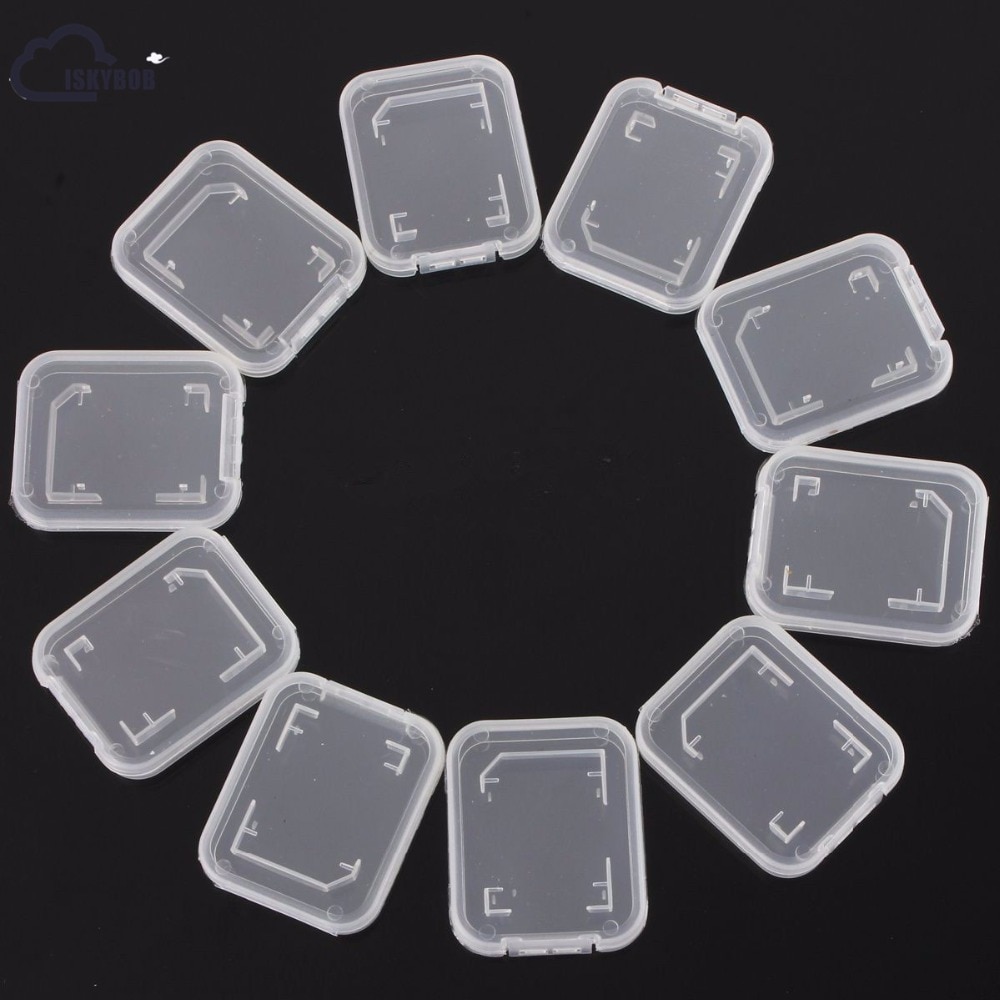 10Pcs/Set Standard TF Micro SD SDHC Memory Card Holder Transparent Plastic Card Cases Protector Storage Box