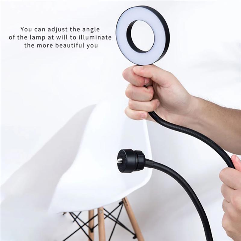 1Pc Tafelblad Metalen Clip Aanvullende Licht Vulling Ring Lamp Selfie Lamp Desktop Slaapzaal Metalen Clip Live Vulling Licht (zwart)