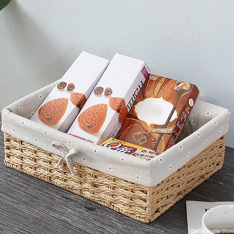 Geweven opbergmanden Rieten mand voor Keukenorganizer Badkamer Organiserende manden Desktop Organizer Container