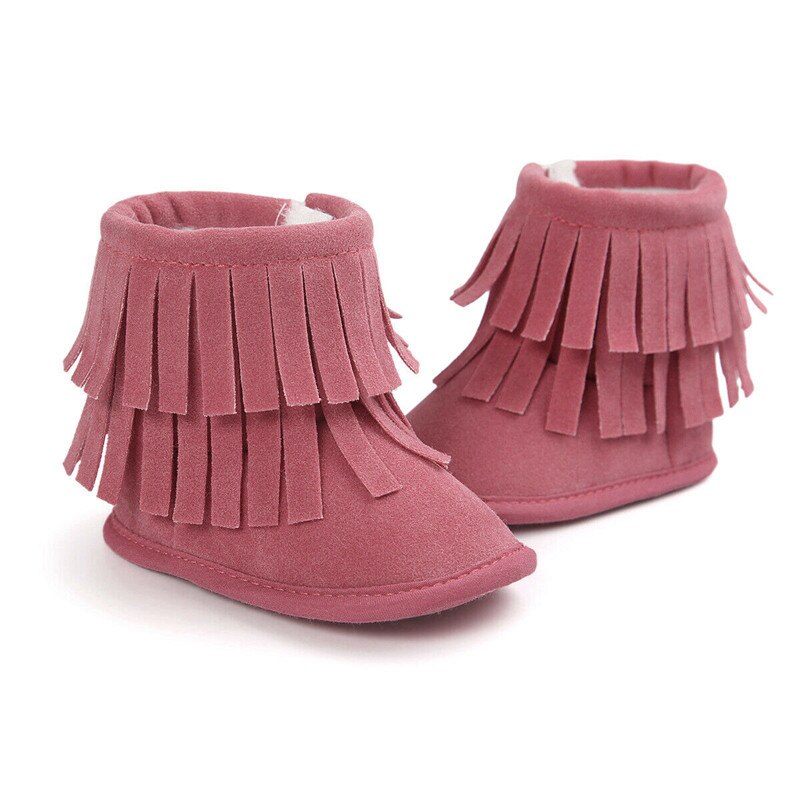 Emmamaby 0-18M niño pequeño bebé niña Botas de invierno borla Patchwork sólido suela suave de algodón infantil botas de nieve
