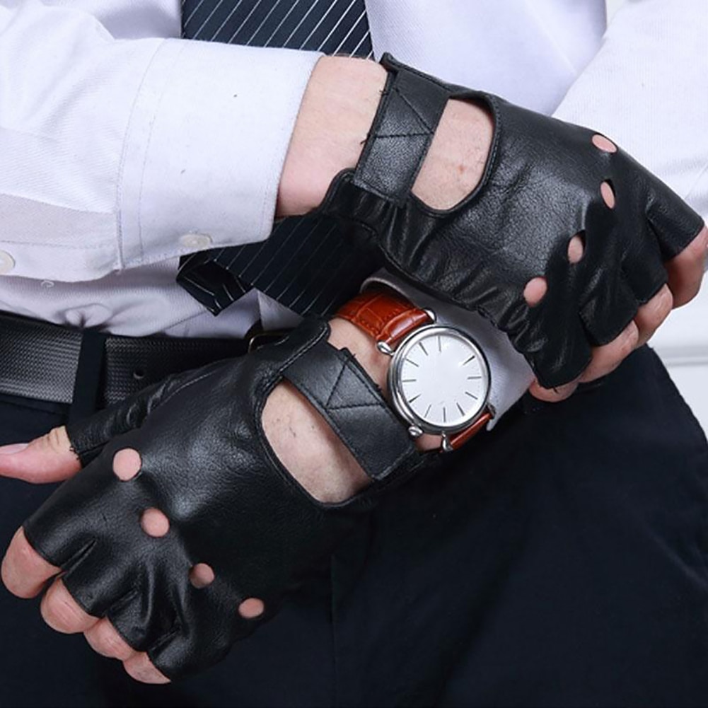 1 paar Motorrad Finger Handschuhe Faux Leder Handschuhe Fitness Fingerlose Handschuhe Halbe Finger Handschuhe Fahrrad Fahren Handschuhe