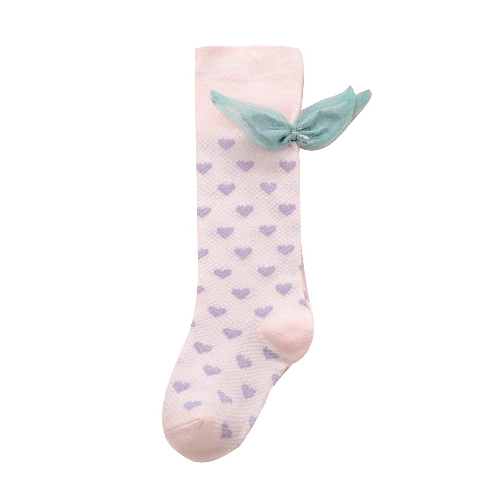 1-4Y calze per neonate 2020 moda estiva carino cotone morbido Mesh Leggings traspiranti cuore scaldamuscoli al ginocchio: B / 1-2Y