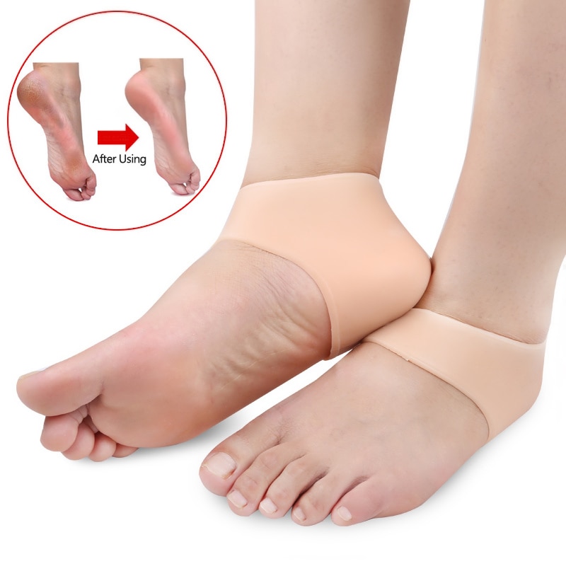 1 para Feuchtigkeit Gel Silikon Ferse Protektoren Socken Pedikübetreffend Feuchtigkeitsspendende Fuß Schmerzen Linderung Fersen Fuß Gesundheit Pflege
