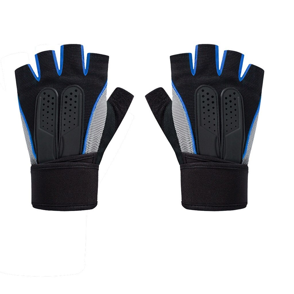 Womens Mens Sport Half Vinger Handschoenen Workout Gym Training Yoga Gewichtheffen: Blue XL