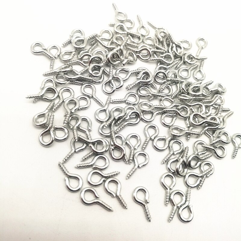 100 Pcs 5X10 Mm Mini Eye Pins Eye Pins Haken Oogjes Schroefdraad Metalen Sieraden Hanger Sluitingen Diy sieraden Maken Accessoires: 02 silver