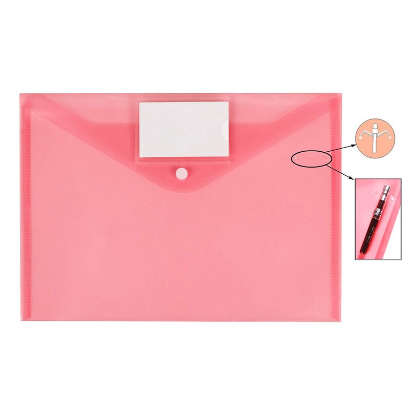25 Pack Plastic Clear Document Folder with Label Pocket/Snap Button Closure, A4 Size, File Envelopes for School Home Work Office