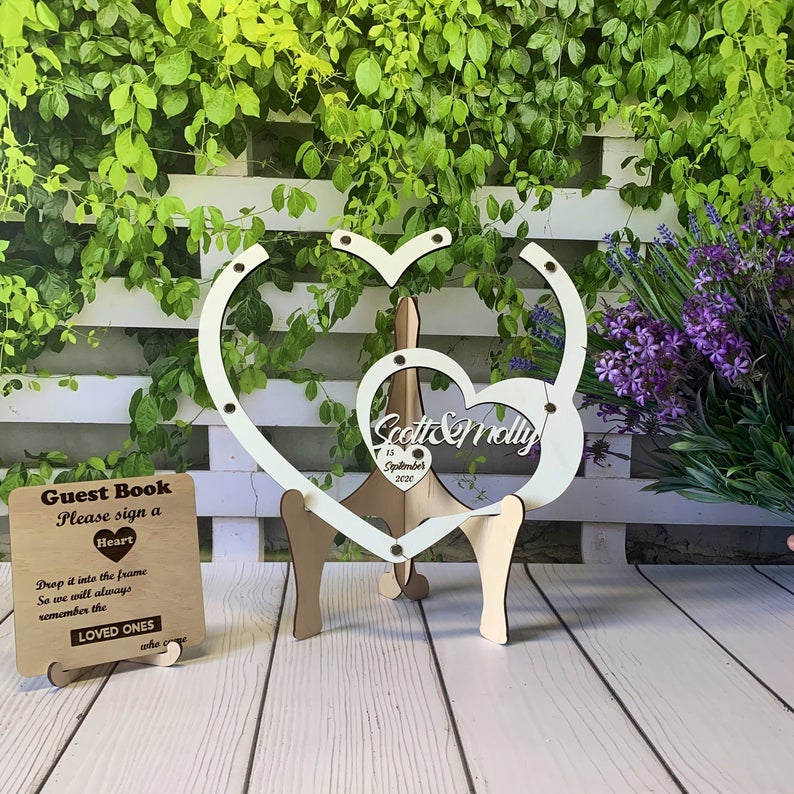 Acryl Hart Huwelijk Gastenboek Alternatief, Unieke Gastenboek, Harten Gastenboek, Clear Bruiloft Gastenboek, hart Box Gastenboek