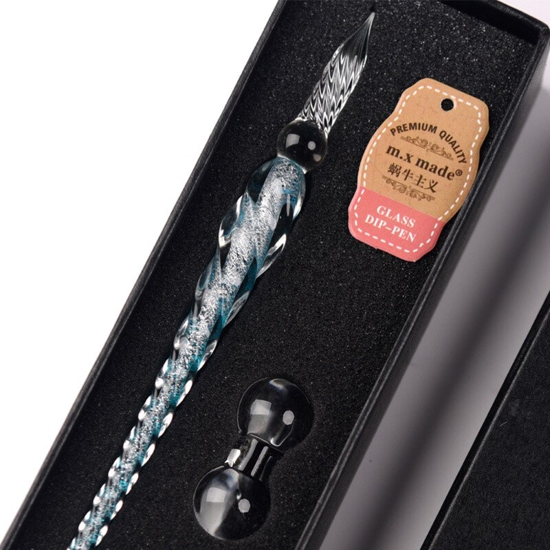 Kristal Glas Kroontjespen Set Non-Carbon Inkt Vulpen Handtekening Pen Schrijven Gereedschap: 9