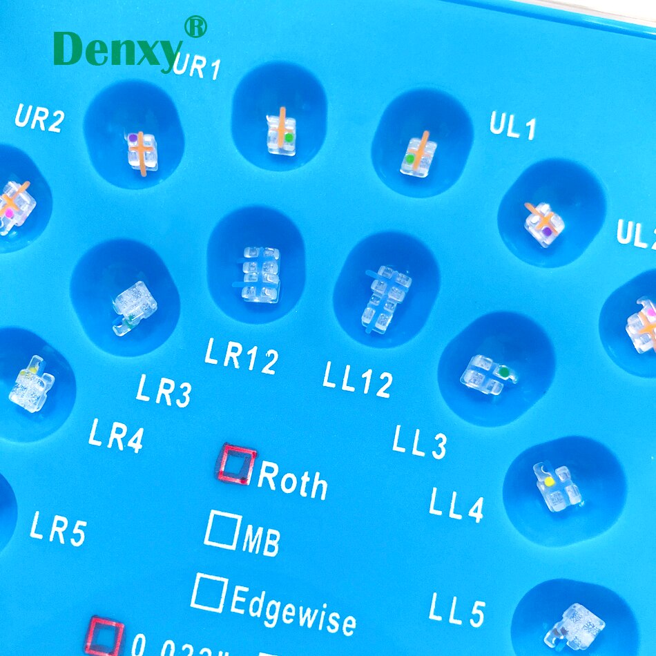 Denxy 1 boks høy dental safir keramisk brakett tannregulering kjeveortopedisk materiale klar monokrystallinsk safir