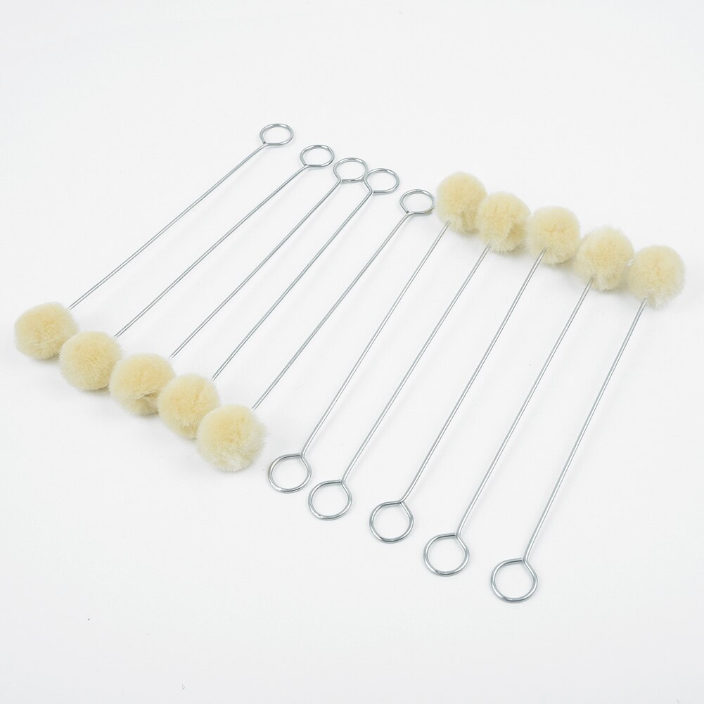 100 Stuks Lederen Wol Daubers Olieachtige Kleurstof Bal Borstel Metalen Handvat Diy Hand 8209 Gemaakt Craft Tool