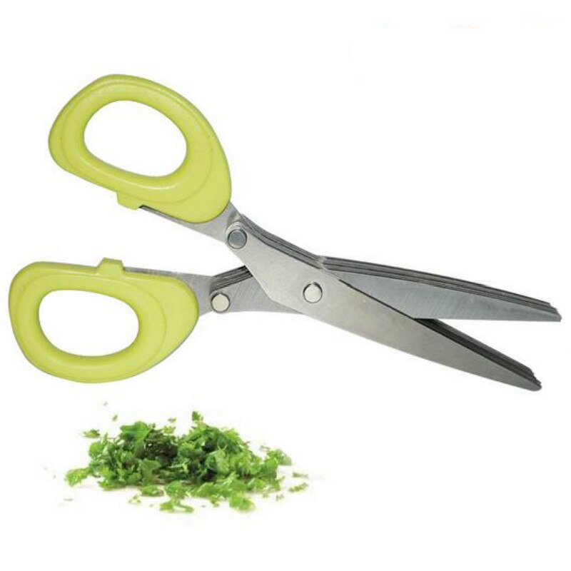 WBBOOMING 5 Layers Multifunctional Kitchen Scissor Shredded Chopped Scallion Cutter Herb Laver Spices Cook Tool Vegetable Cutter