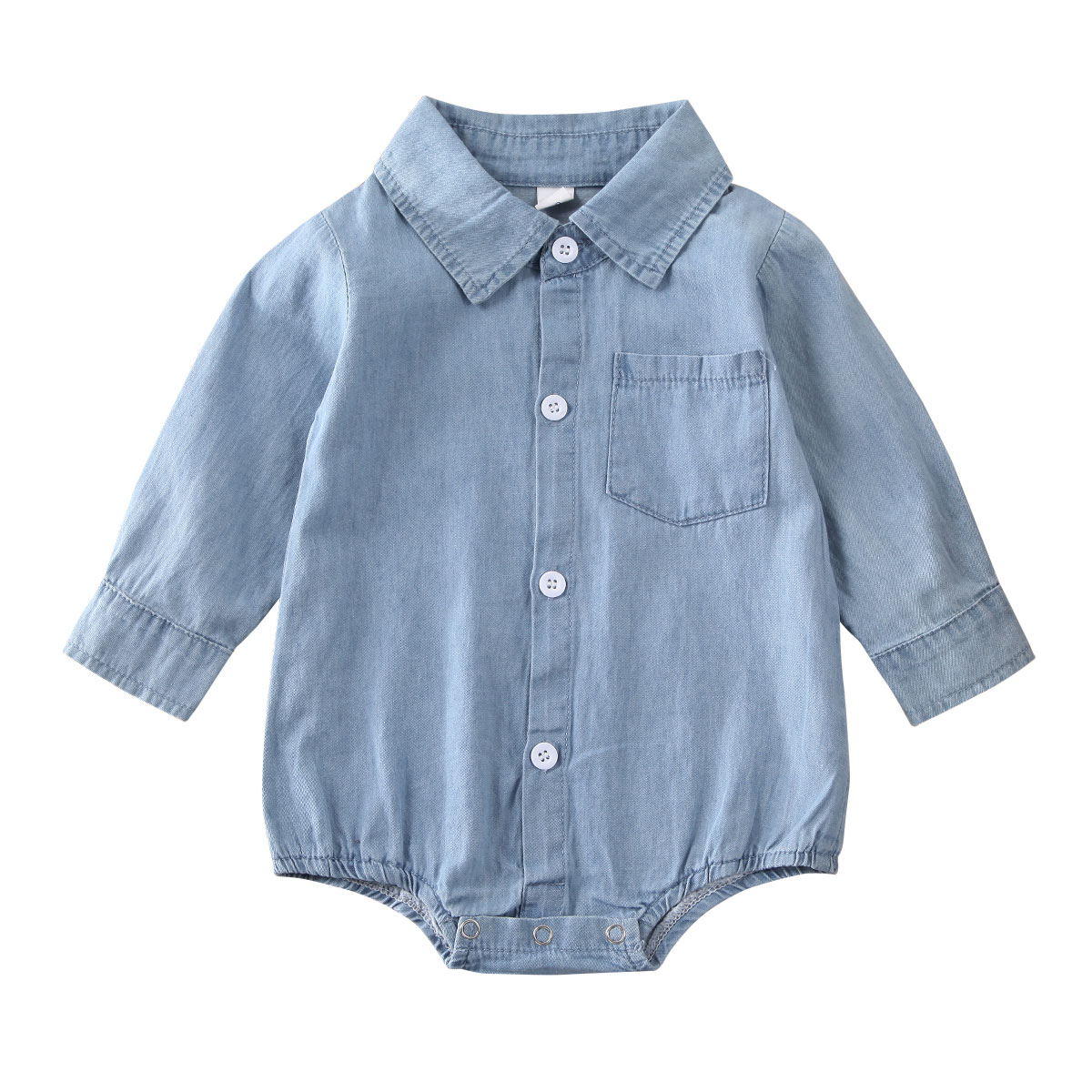 Bodysuit Voor Pasgeborenen Twins Baby Jongen Meisje Lange Mouwen Blue Denim Shirts Ruche Bodysuit Jumpsuit Zusters Brothers Kleding: Shirt Romper / 12m