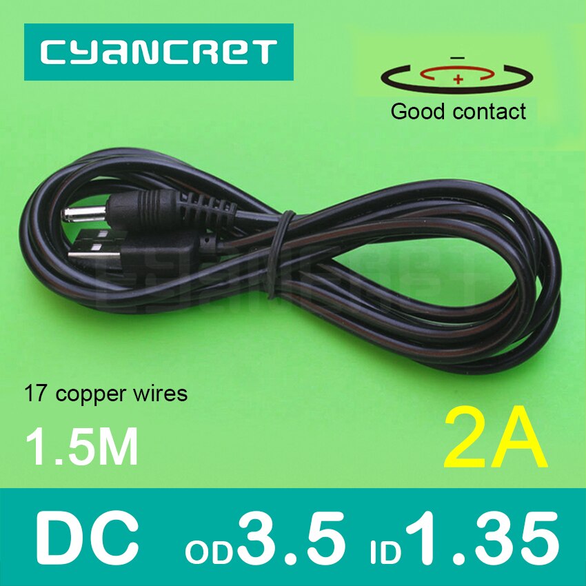 Power Cable USB to DC 3.5 x 1.35mm 1.5M 2A Support 5V or 9V or 12V Charger Connector Cable for Router TV box Table lamp MP3 MP4