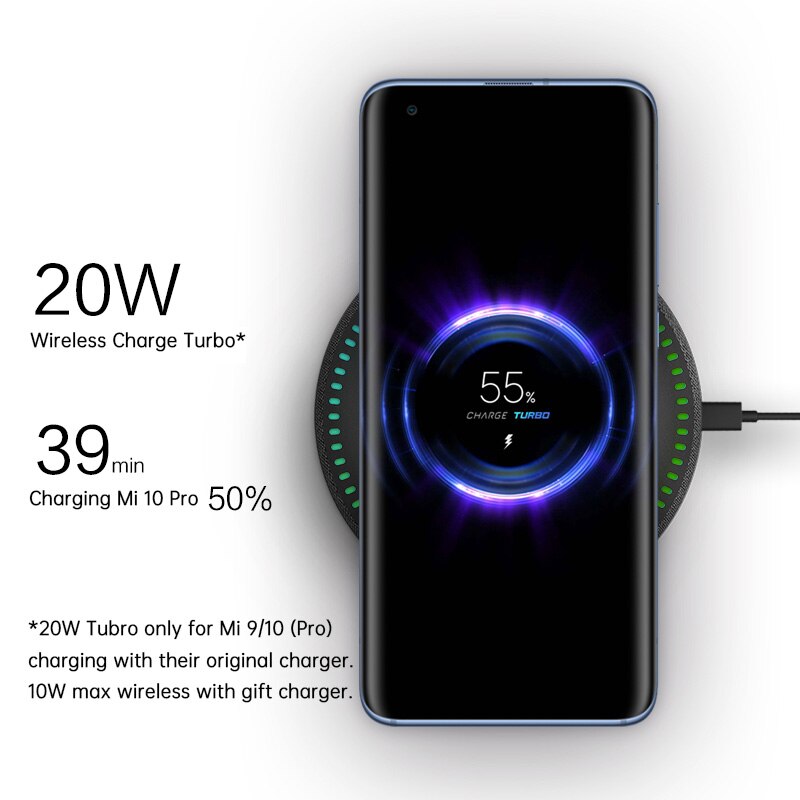 ZMI chargeur sans fil 20W Max Bluetooth 5.0 haut-parleur pour Mi 9/10 (Pro) (autre 10W Max avec chargeur ) 7 lumière de couleur FOD sécurité