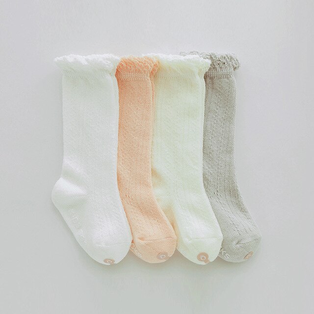 Chaussettes longues antidérapantes | Mignons, pour bébés garçons et filles de 0-4 ans, chaussettes en coton, pour -né, chaussettes montantes pour enfants, printemps et été