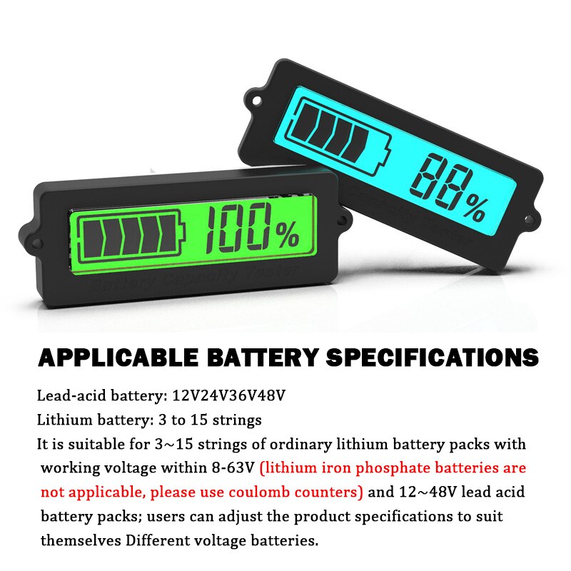 Ly6n indikator for forsænket batterikapacitet bly-syrebatteri voltmeter grønt lys batteriindikator 12v 24v 36v 48v