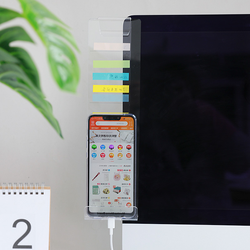 Acrylic Monitor Message Memo Board for Sticky Notes Transparent Name Card Phone Holder Desktop Storage Rack: Left