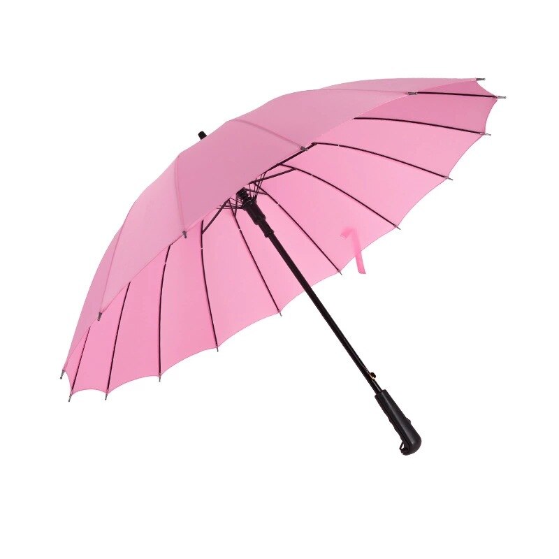 16K a prueba de viento Arco Iris paraguas lluvia mujeres hombres Sol caminando mucho manejar sombrillas rectas para Golf automática abierto sombrilla: Rosa