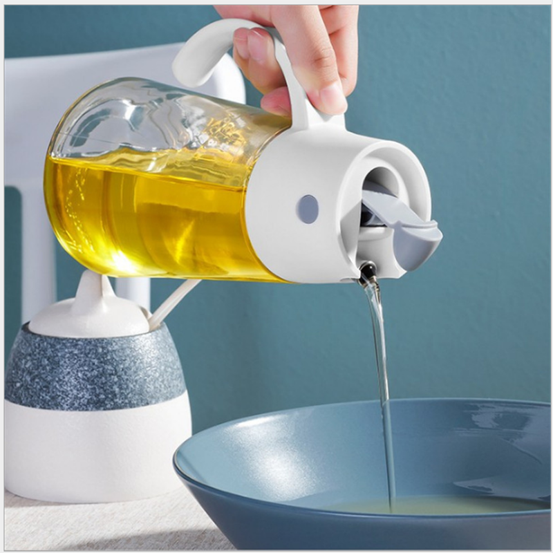Kitchen Vinegar Jug Glass Oil Jug Dispenser Automatic Opening Household Bottle Oil and Vinegar Honey Olive Oil Container