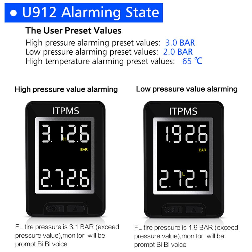 U912 Auto TPMS Draadloze Auto Tire Pressure Monitoring System Met 4 Externe Sensoren LCD Embedded Monitor Voor To-yo -ta Alleen